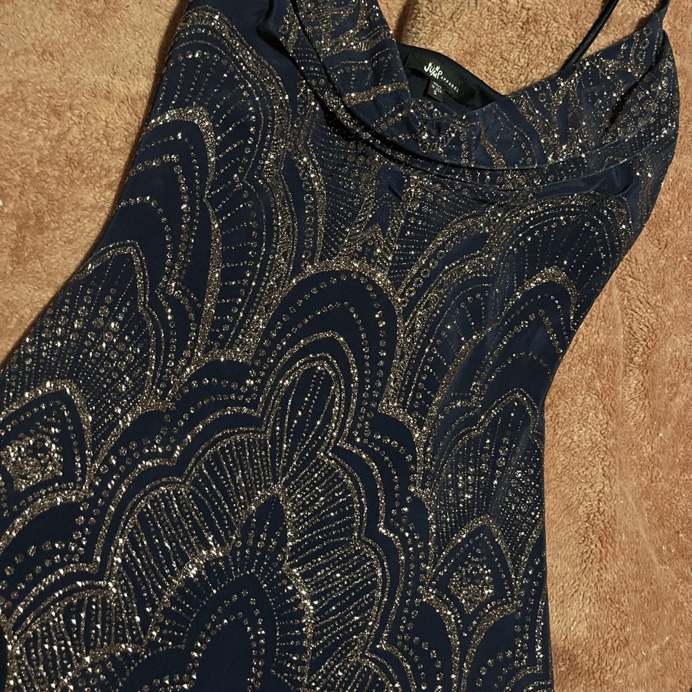 Navy Blue and Rose Gold Bodycon Mini Dress